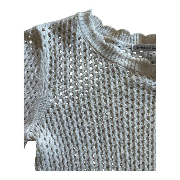 Nwt Christian Lacroix cream-colored open-knit crew neck sweater extra small - Picture 3 of 10